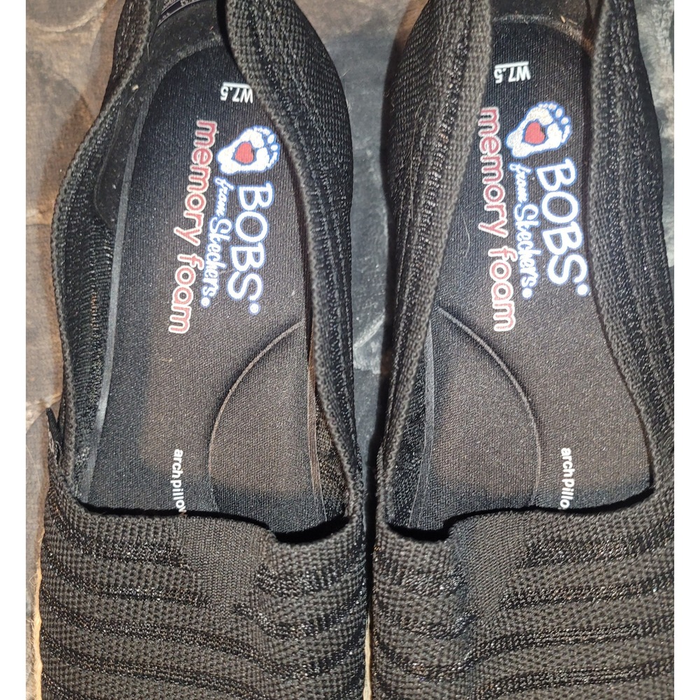 Skechers BOBS Highlights 2.0 Homestretch Black Knit Espadrille Flats Womens 7.5 - Picture 2 of 7